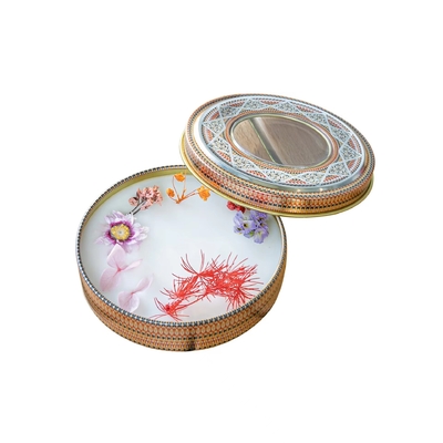 Rectangular Metal Tea Tin Packaging Round Can Container Empty Jar Lid Custom Printed