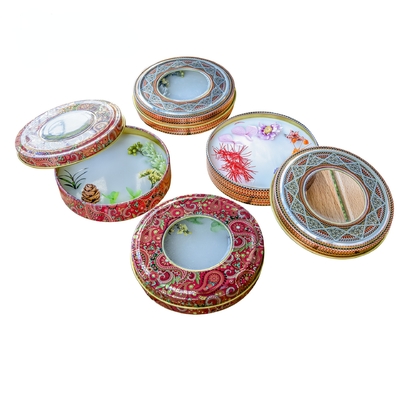 Rectangular Metal Tea Tin Packaging Round Can Container Empty Jar Lid Custom Printed