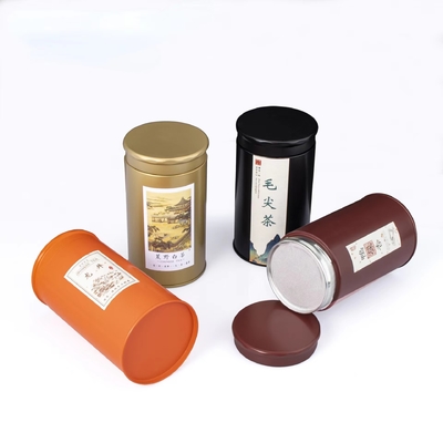 White Saffron Tin Box Cylinder Jar Nice Can 180 Grams Round Metal Tinplate Printed