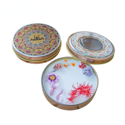 Stainless Steel Tin Box For Tea Packaging Transparent Window Tray Inside Book Shape